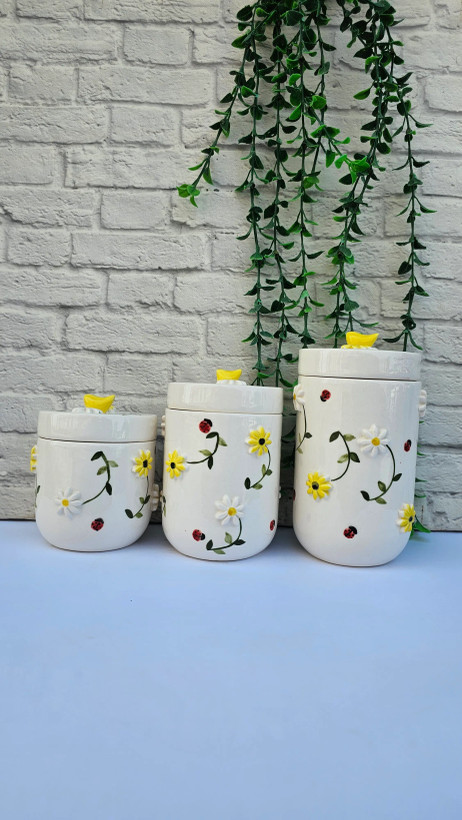 بانکه سرامیکی سهسایز طرح بابونه