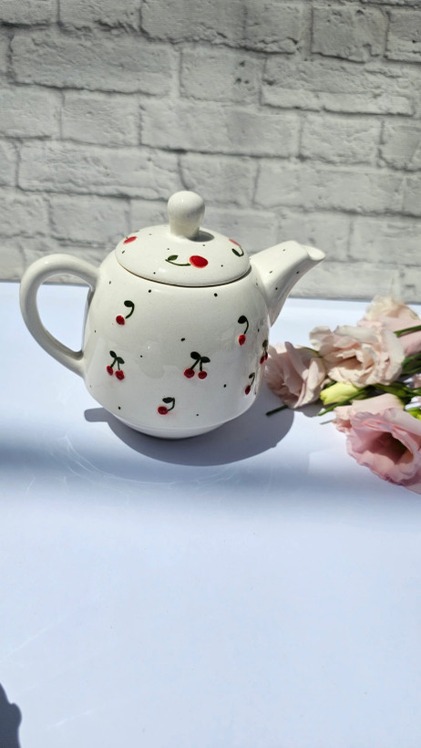 قوری سرامیکی طرح گیلاسی