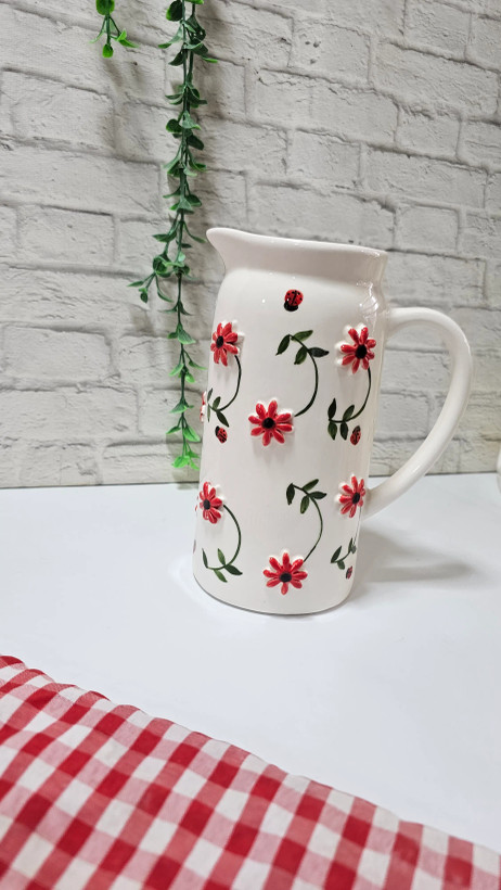پارچ بلند سرامیکی طرح بابونه