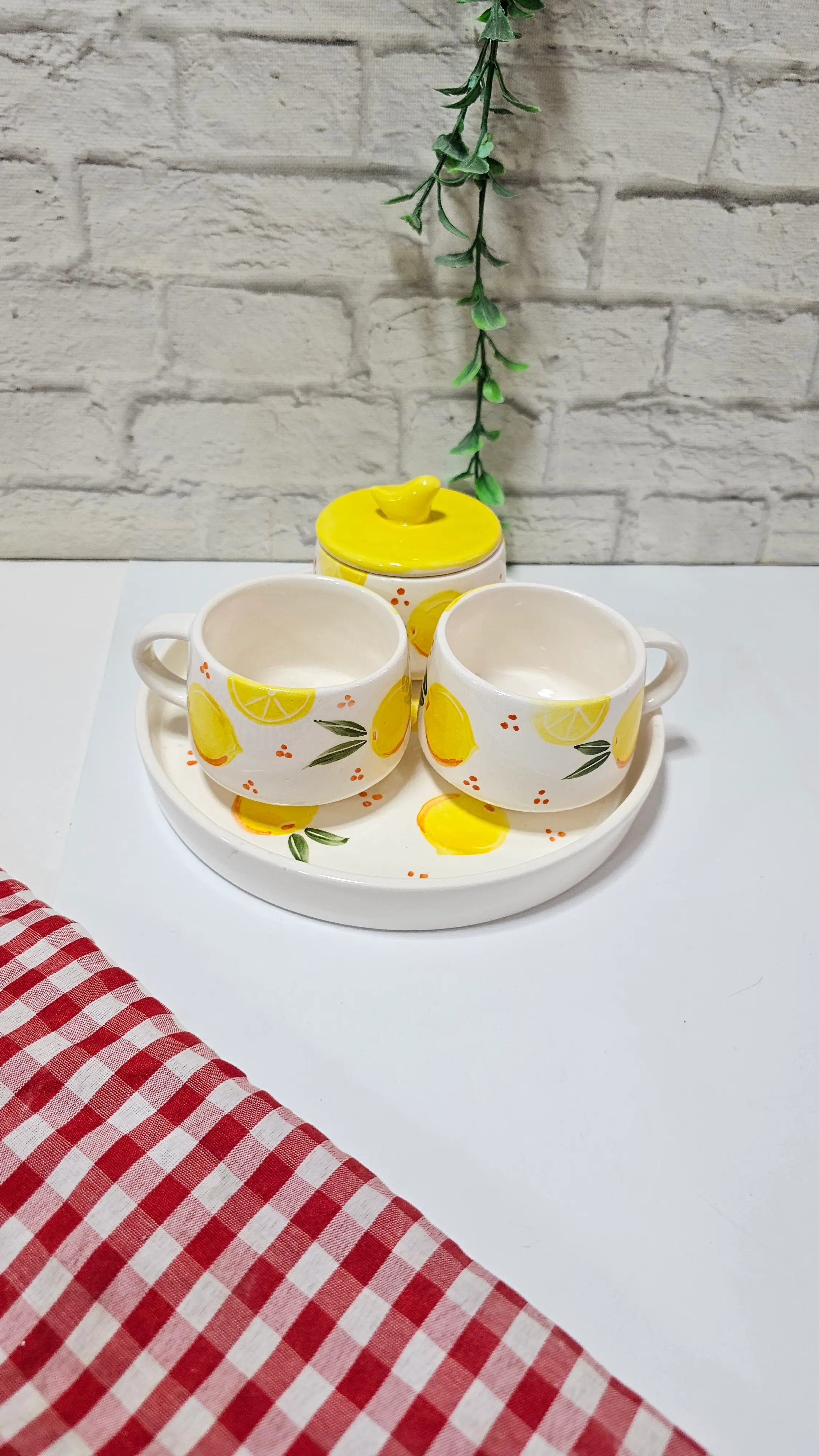 ست چای خوری  دو نفره طرح لیمویی
